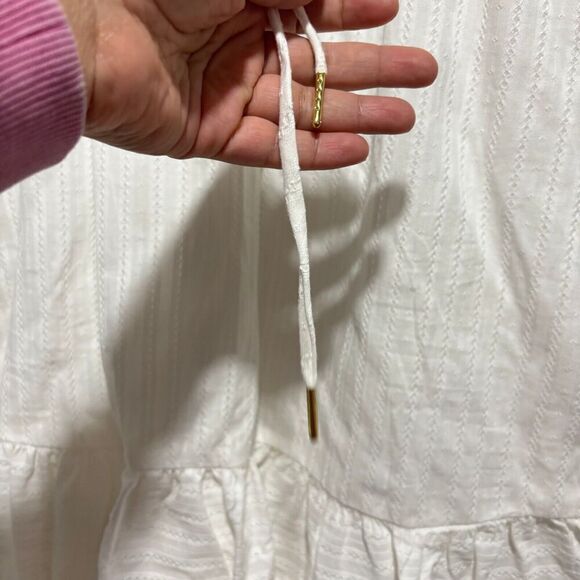 Draper James RSVP Tie Waist Fit and Flare Dress White Small Tiered Sleeveless - Picture 8 of 10